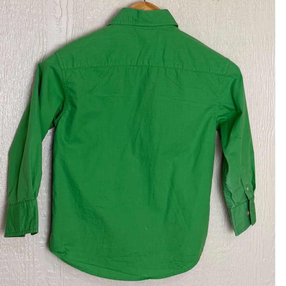 Gap Kids Boys Green Long Sleeve Button Down Shirt Size S 6-7 100% Cotton Poplin - Picture 2 of 7